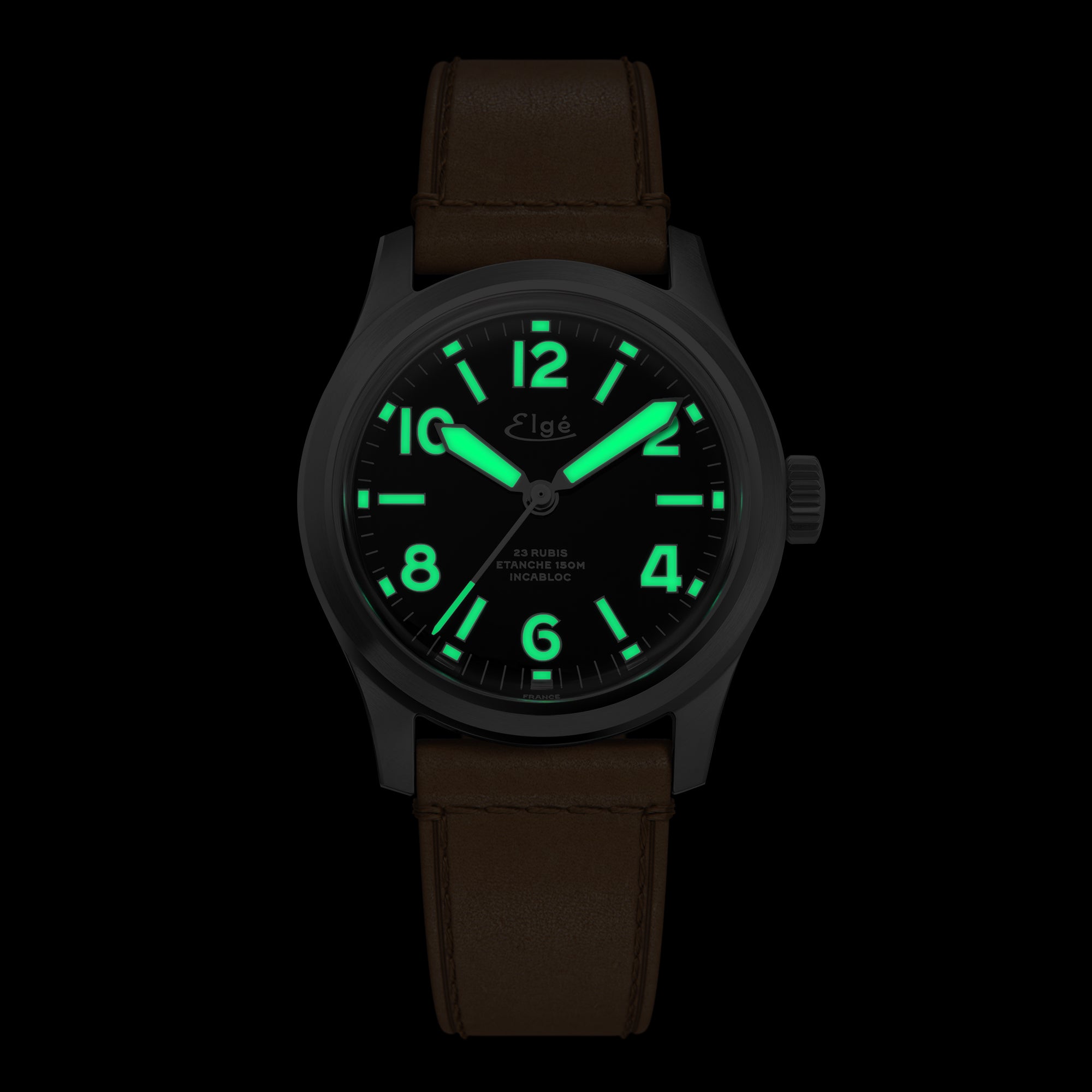MONTRE AUTOMATIQUE CHAMONIX - BRACELET CUIR NATUREL - FOND TRANSPARENT
