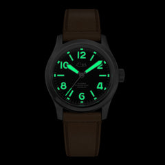 MONTRE AUTOMATIQUE CHAMONIX - BRACELET CUIR NATUREL - FOND TRANSPARENT