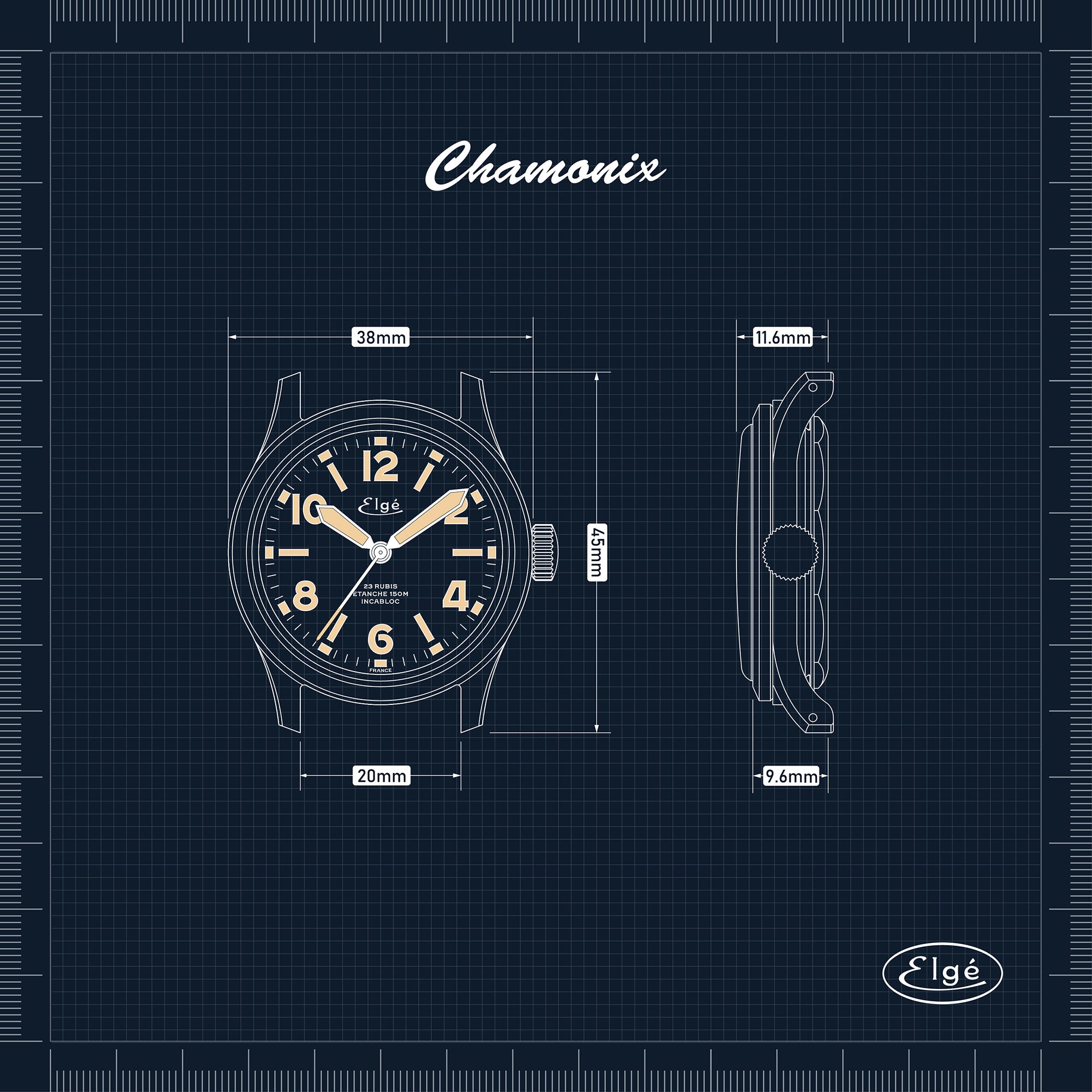 MONTRE AUTOMATIQUE CHAMONIX - BRACELET CUIR NOIR