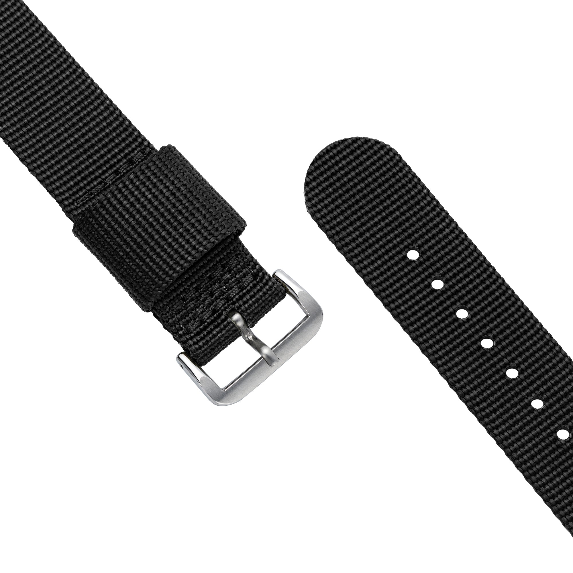 Bracelet nylon noir une pièce & boucle acier