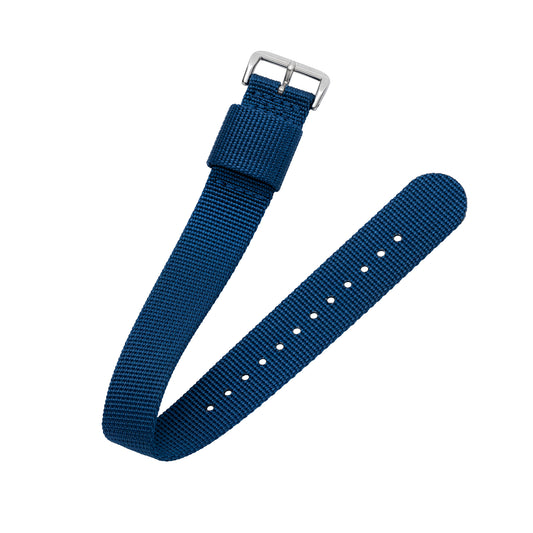 Bracelet nylon bleu une pièce & boucle acier
